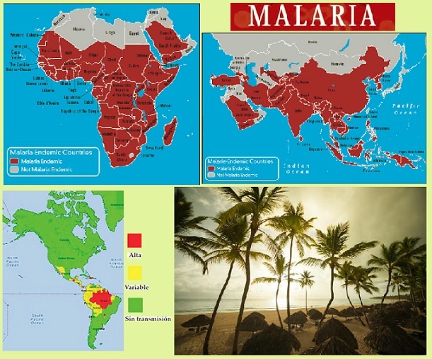 malaria, destinos de contagio